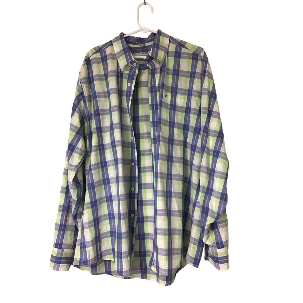 Southern Tide Blue Plaid Button Up Shirt Men's Size Extra Large‎